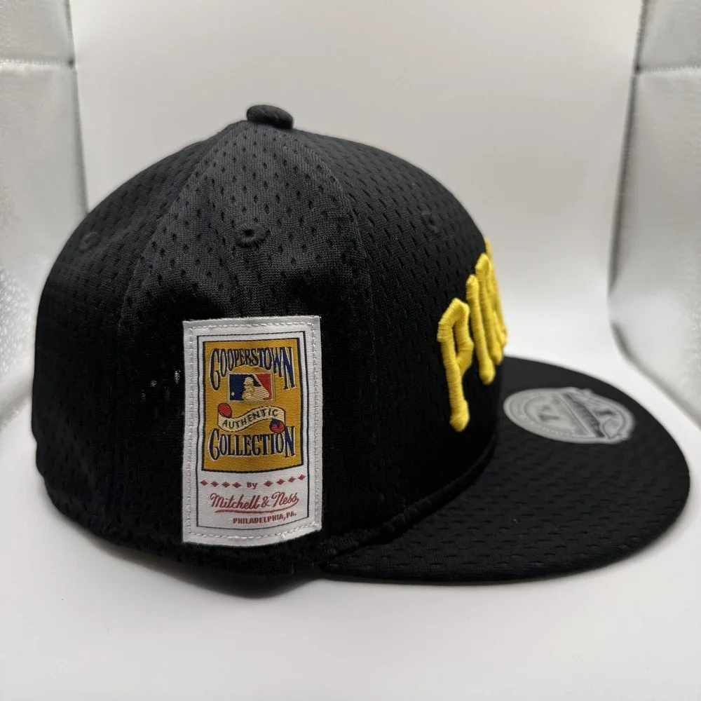 Mitchell & Ness Pittsburgh Pirates Black Dual Patch‎ Rare Fitted Hat 7 1/8 New